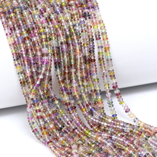 Multi Sapphire 2.5mm Smooth Rondelles Bead Strand