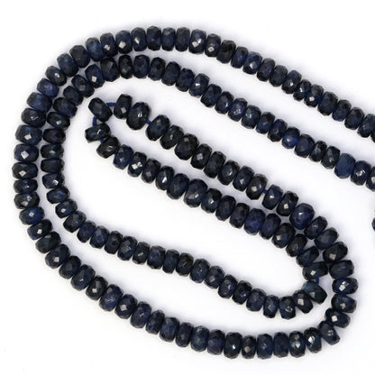 Deep Navy Blue Sapphire 4.5mm - 5mm Faceted Rondelles Bead Strand