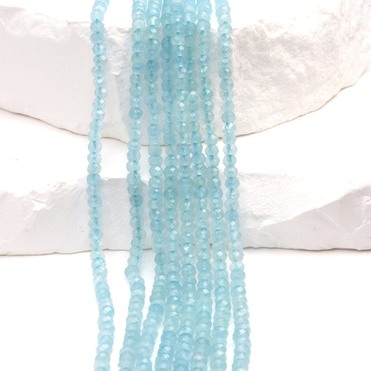 Blue Milky Aquamarine 3mm Faceted Rondelles Bead Strand