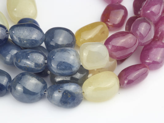 Multi Sapphire 12x10mm - 14x12mm Smooth Nuggets Bead Strand