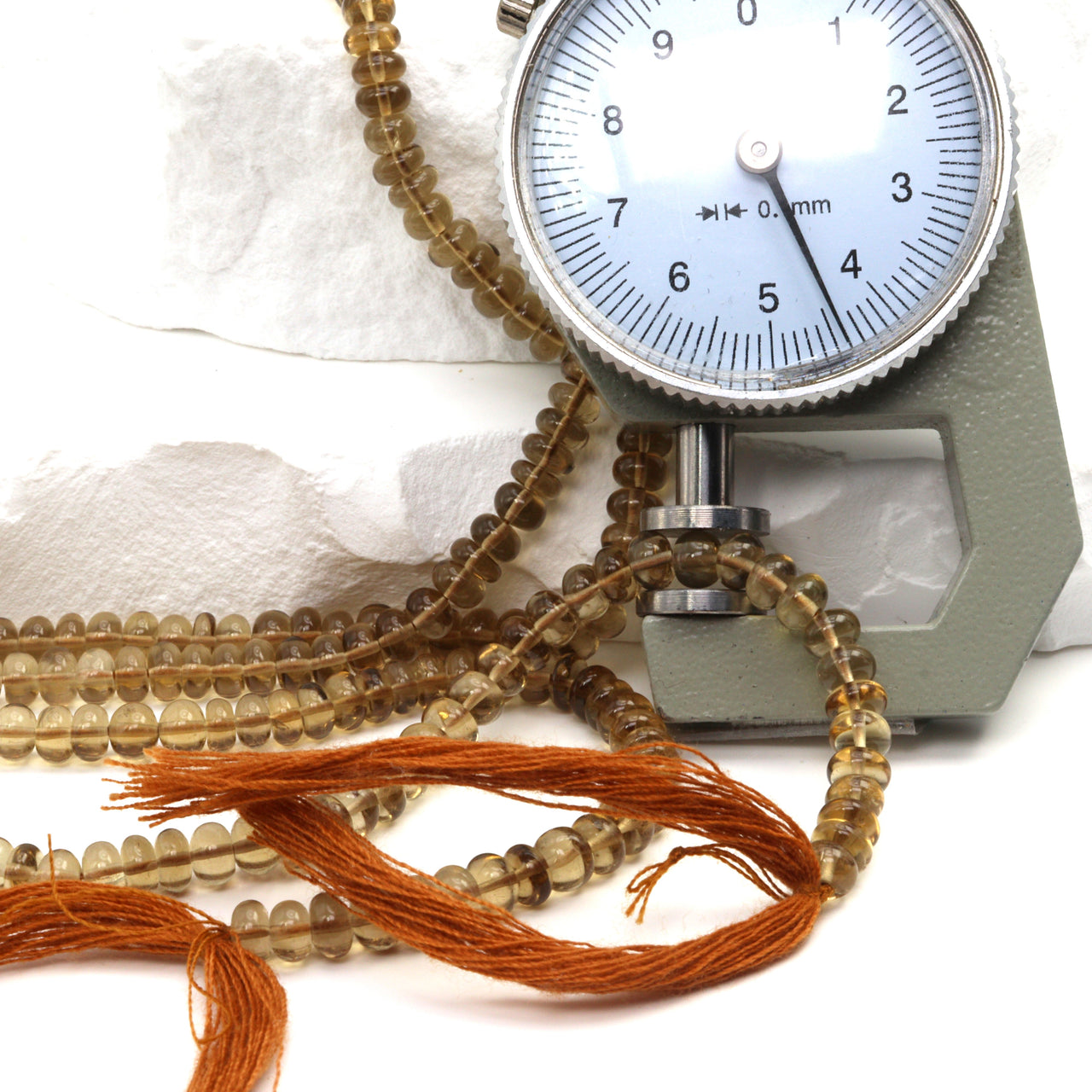 Light Brown Whiskey Quartz 4.5mm Smooth Rondelles Bead Strand