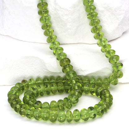 AA Green Peridot 6mm Smooth Rondelles Bead Strand