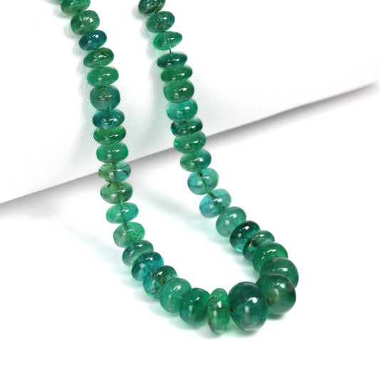 Green Emerald 4mm – 9mm Smooth Rondelles Bead Strand