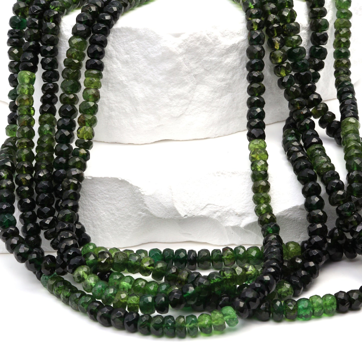 Ombre Green Tourmaline 4mm Hand Faceted Rondelles Bead Strand