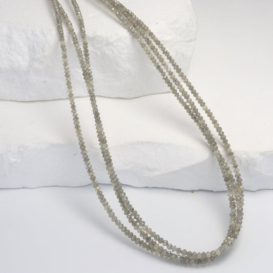 Gray Diamond 1.6mm - 2mm Faceted Rondelles Bead Strand
