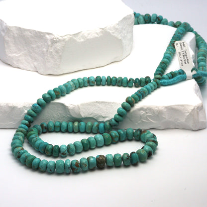 Natural Blue-Green Turquoise 5mm - 7mm Faceted Rondelles Bead Strand