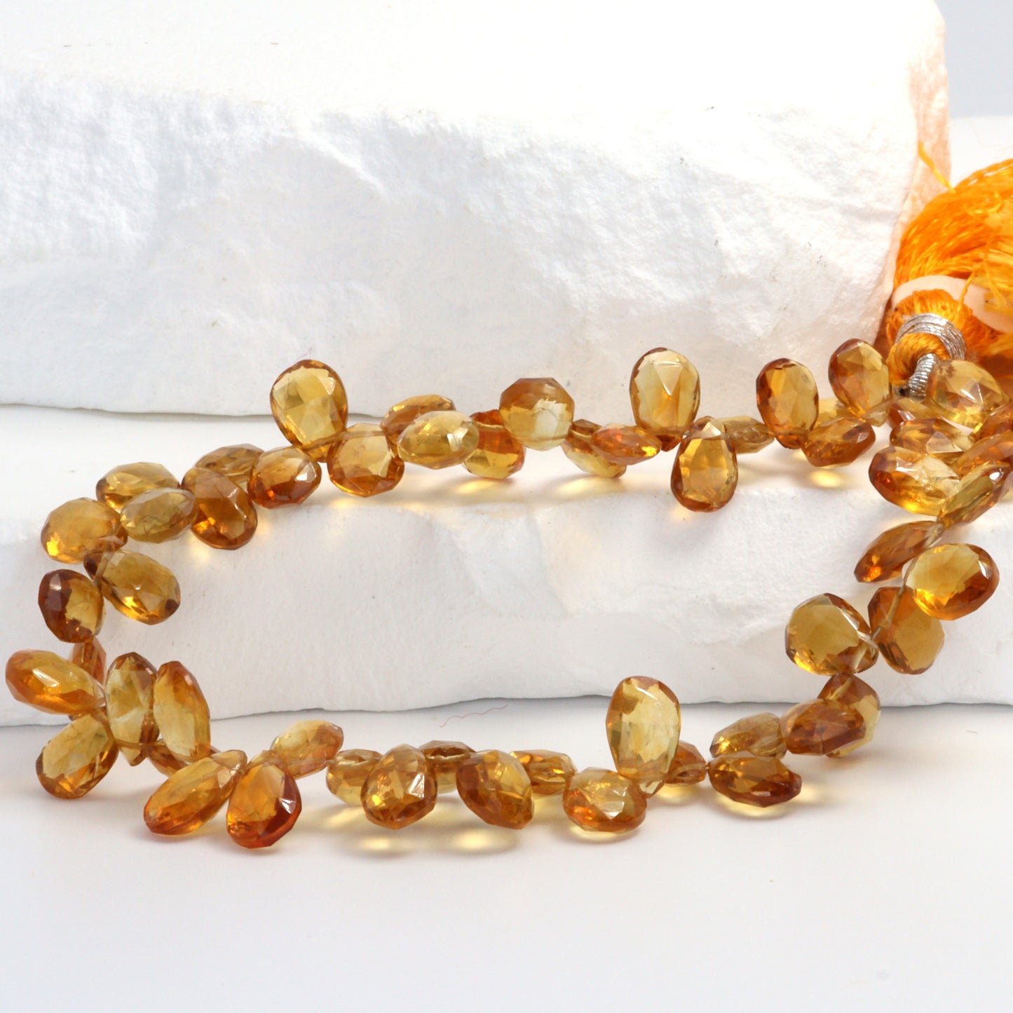 Orange Madeira Citrine 8x6mm Faceted Pear Shaped Briolettes