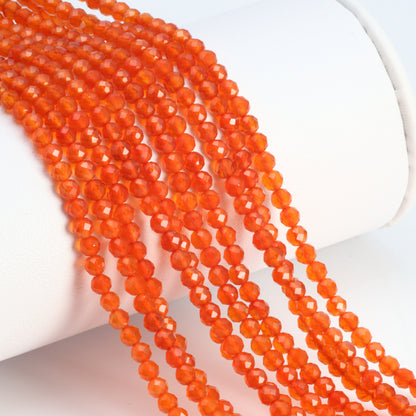 Orange Carnelian 3mm Faceted Rounds