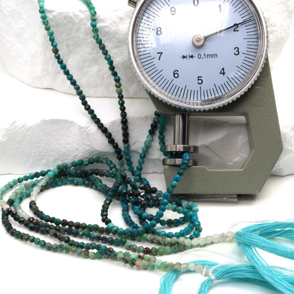 Ombre Chrysocolla 2mm Faceted Rounds Bead Strand