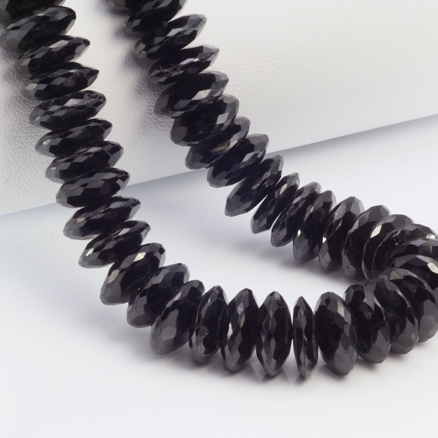 Black Spinel 12mm German Cut Faceted Rondelles