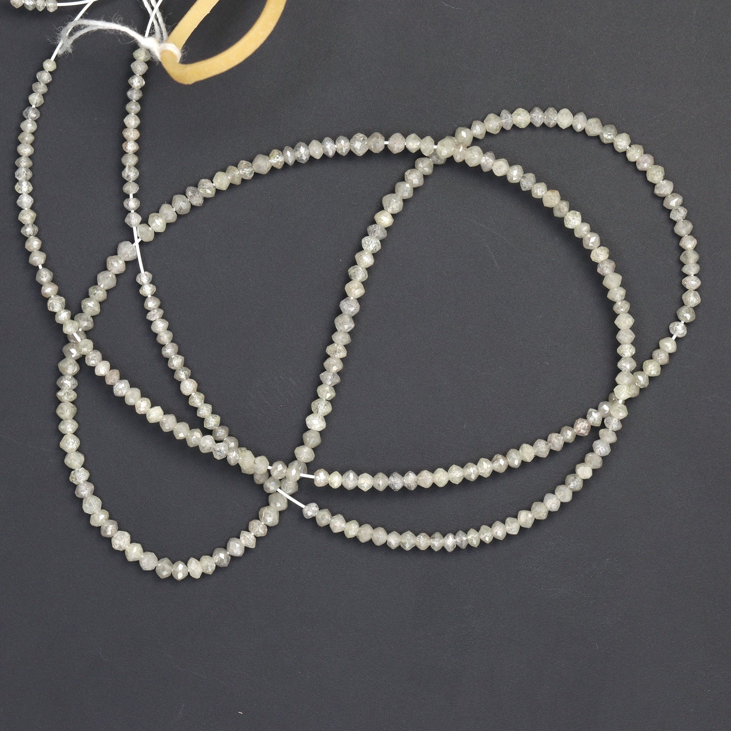 Gray Diamond 1.6mm - 2mm Faceted Rondelles Bead Strand