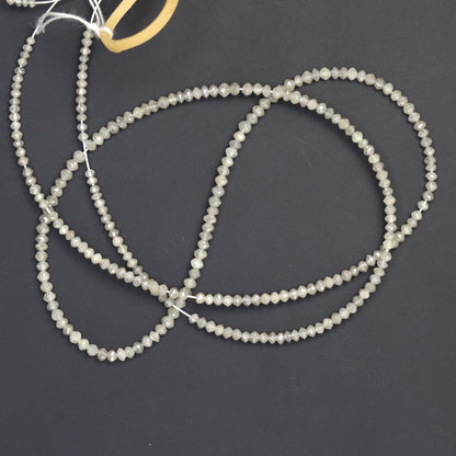 Gray Diamond 1.6mm - 2mm Faceted Rondelles Bead Strand