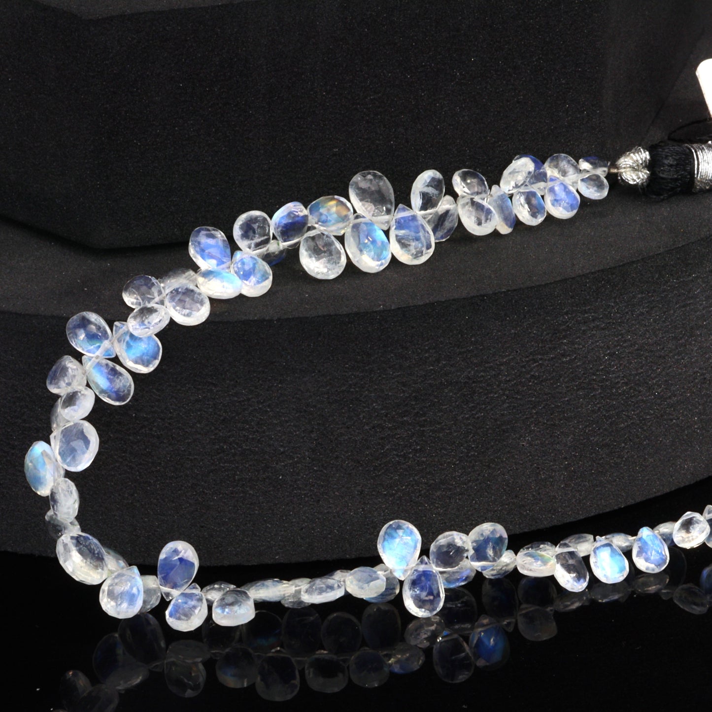 AAA Blue Rainbow Moonstone 7x5mm Faceted Pear Shaped Briolettes