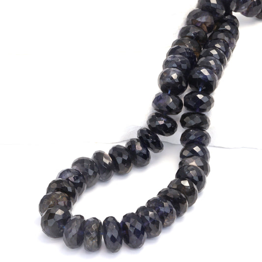 Blue Iolite 10mm Faceted Rondelles Bead Strand