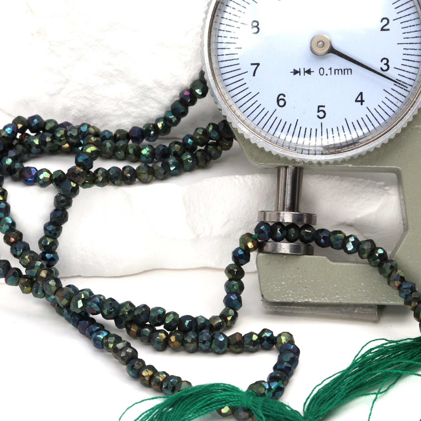 Green Coated Black Spinel 3mm Faceted Rondelles