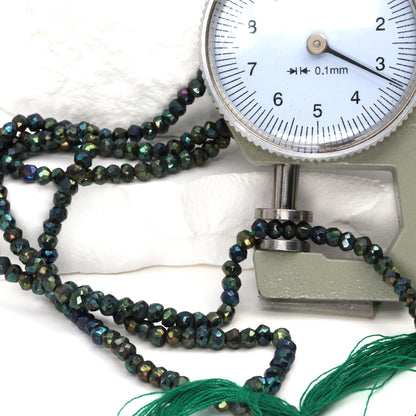 Green Coated Black Spinel 3mm Faceted Rondelles
