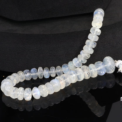 Blue Rainbow Moonstone 8mm - 10mm Faceted Rondelles Bead Strand
