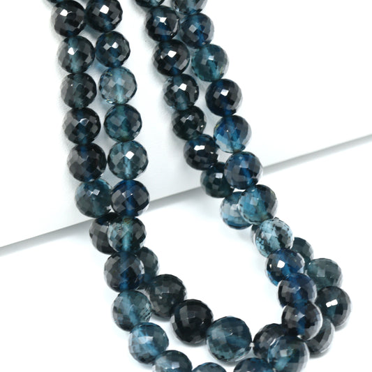London Blue Topaz 6mm – 8mm Faceted Rounds Bead Strand
