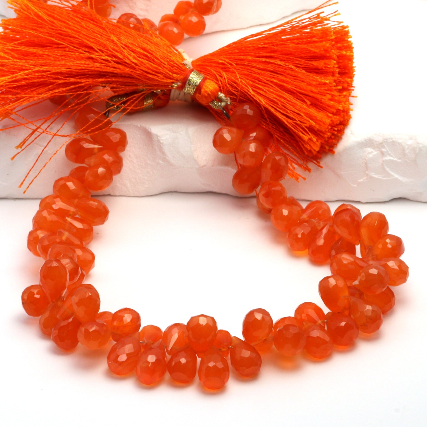 Orange Carnelian 9x6mm Faceted Teardrop Briolettes