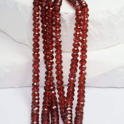 Red Garnet 4.5mm Faceted Rondelles