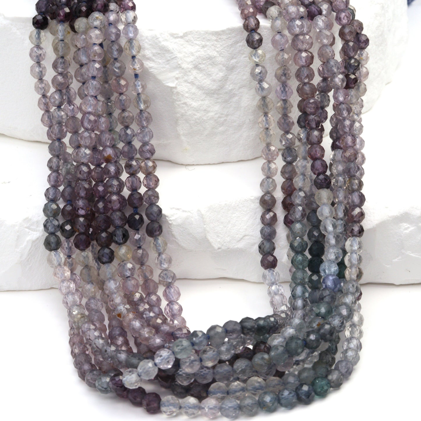 Ombre Blue Spinel 3.5mm Faceted Rounds Bead Strand