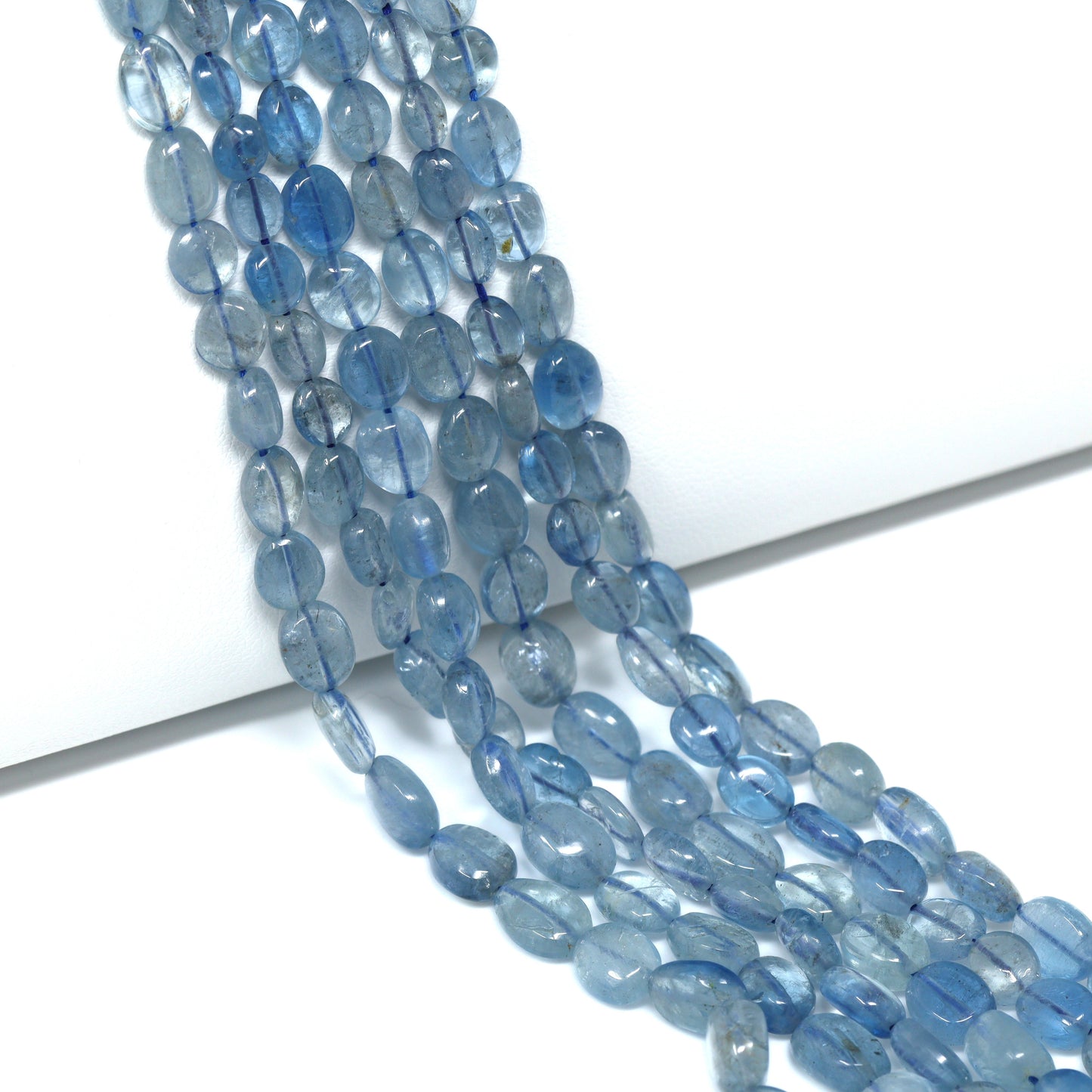 Blue Aquamarine 6x4mm – 7x5mm Smooth Ovals Bead Strand
