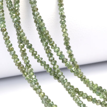 Green Diamond 1.8mm - 2.5mm Hand Faceted Rondelles Bead Strand