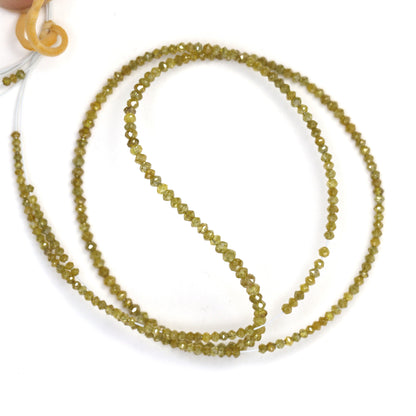 Yellow Diamond 1.8mm - 2.4mm Hand Faceted Rondelles Bead Strand