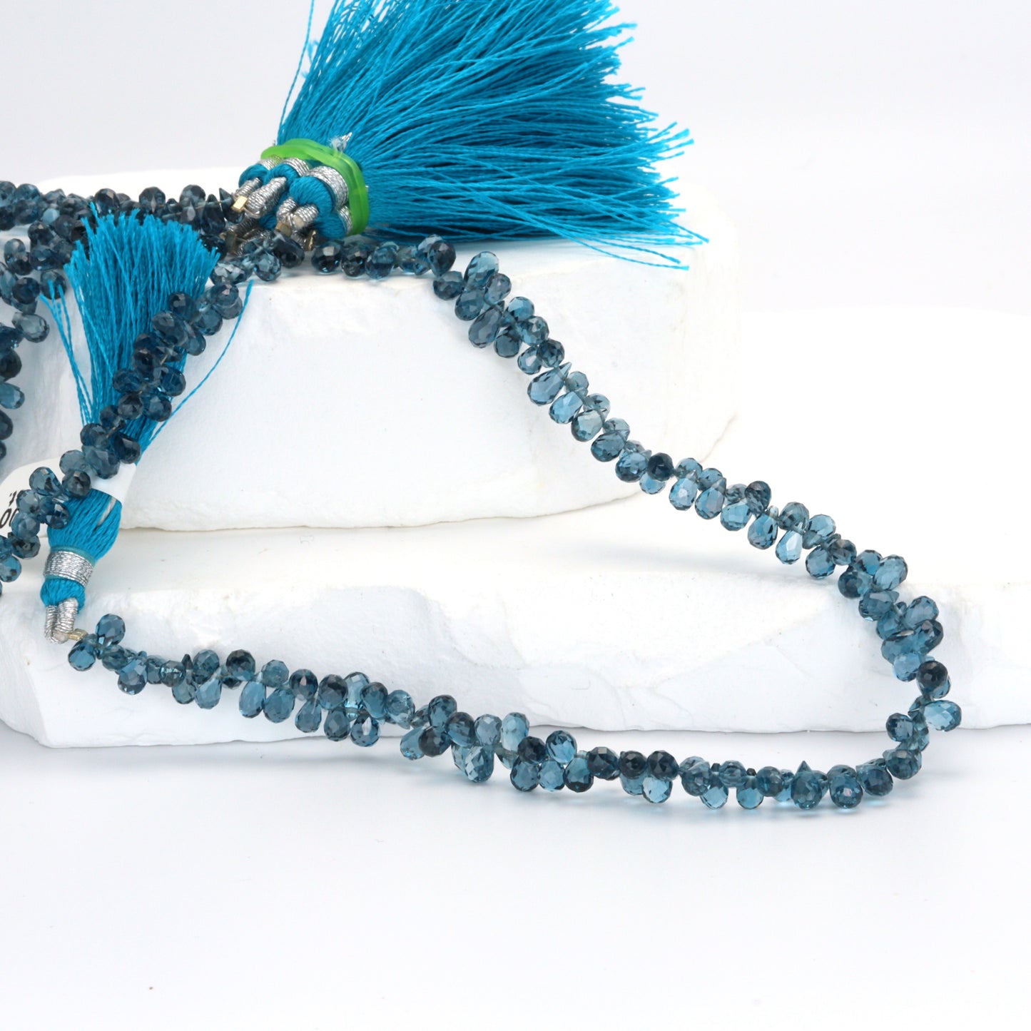 AA London Blue Topaz 3x5mm Faceted Teardrop Briolettes Bead Strand