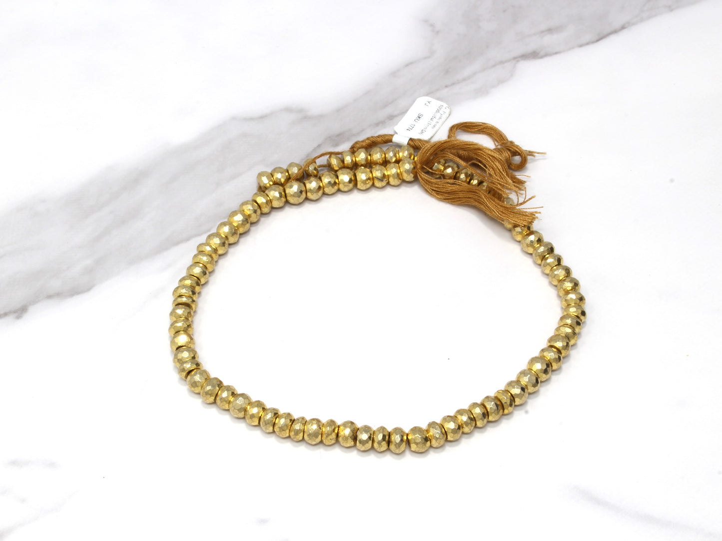 Gold Plated Pyrite 6mm Faceted Rondelles