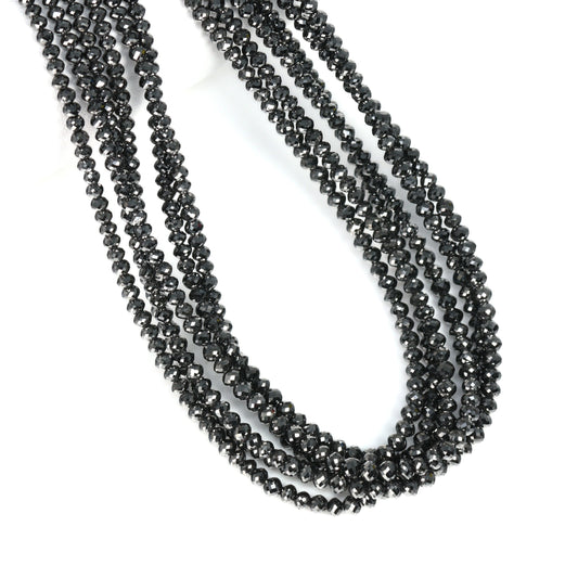 Black Diamond 2.5mm – 3.5mm Hand Faceted Rondelles Bead Strand