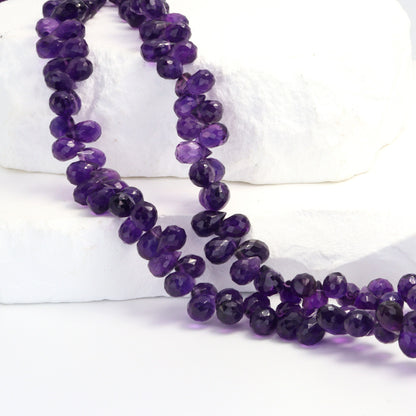Purple Amethyst 7x5mm Faceted Teardrop Briolettes
