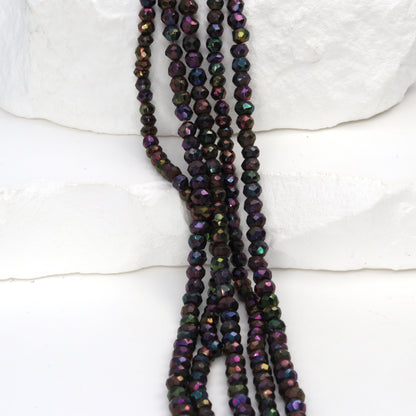 Purple Coated Black Spinel 3mm Faceted Rondelles
