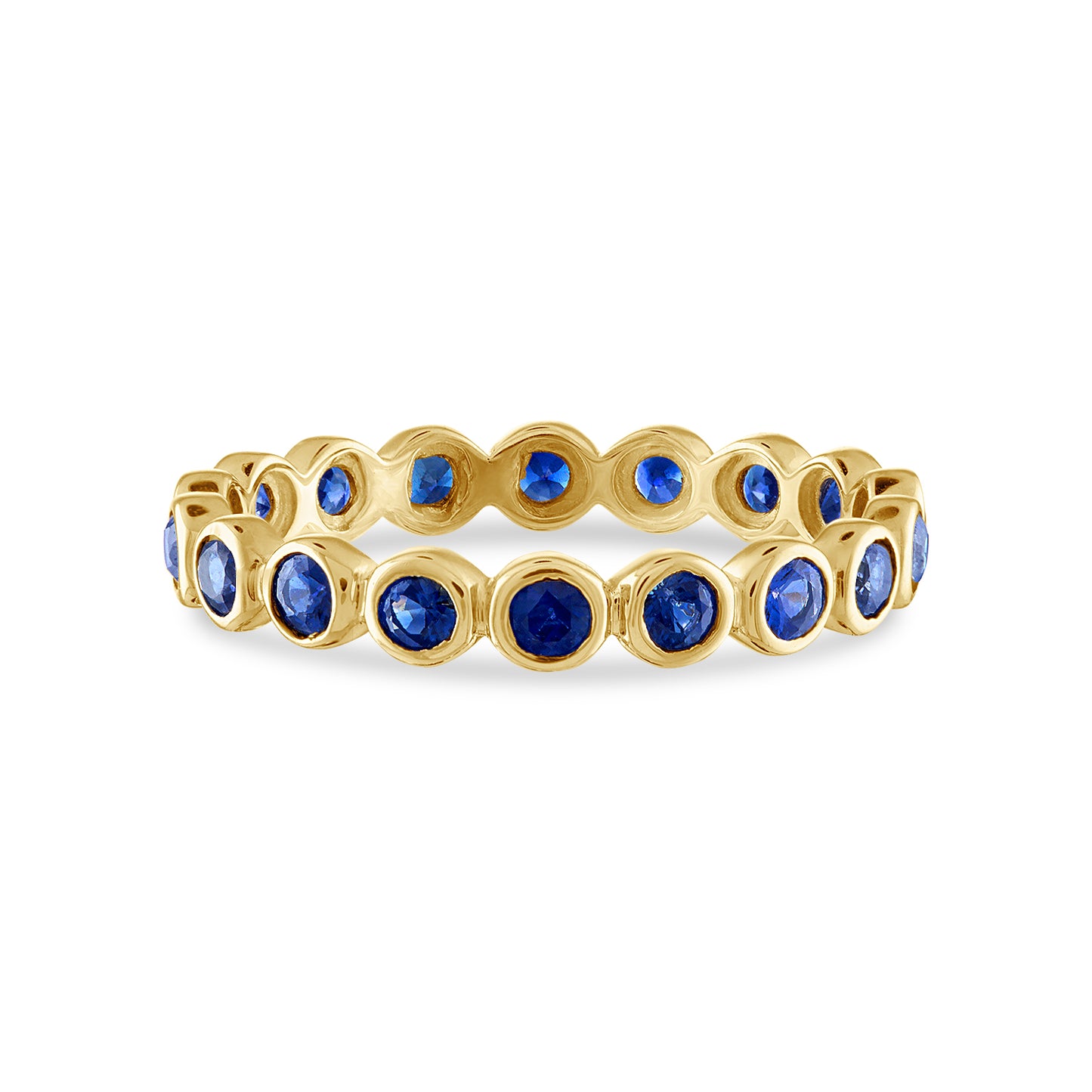 18K RG Bezel Set Blue Sapphire Eternity Band, Size 5