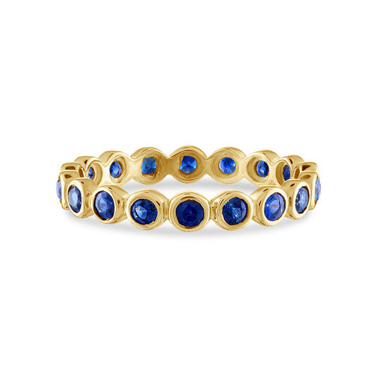 18K RG Bezel Set Blue Sapphire Eternity Band, Size 5