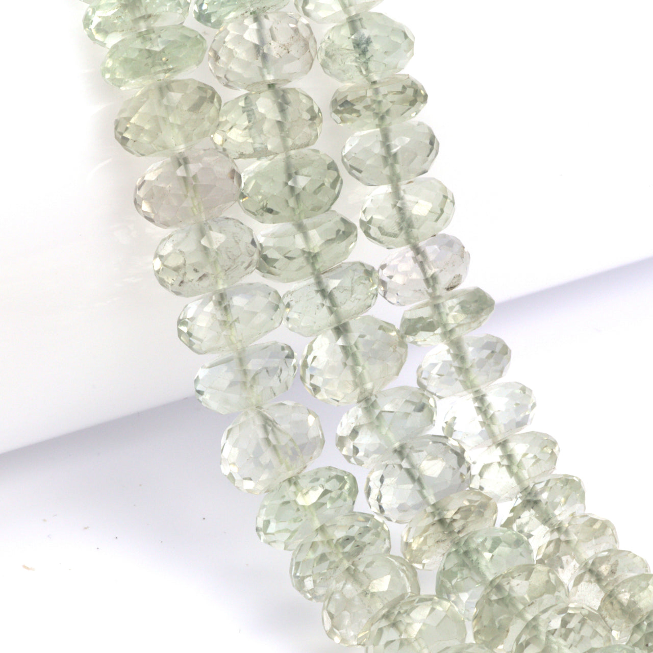 Green Amethyst 9mm Faceted Rondelles