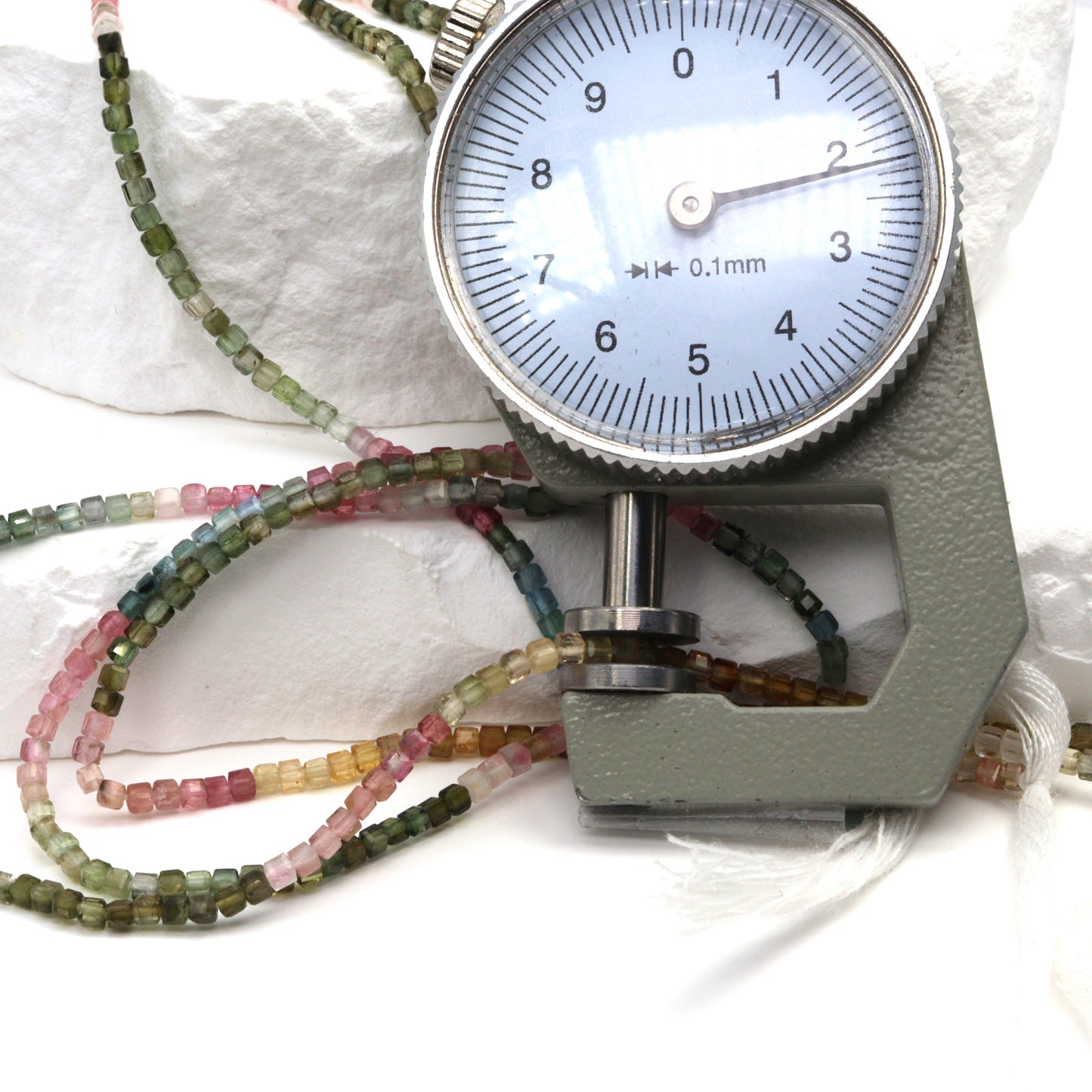 Watermelon Tourmaline 2mm Faceted Cubes