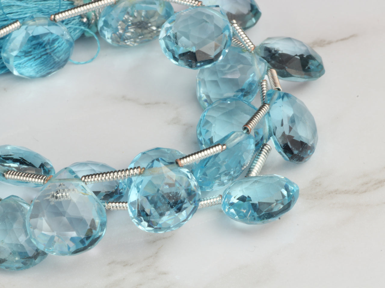 Sky Blue Topaz 10mm Faceted Heart Shaped Briolettes
