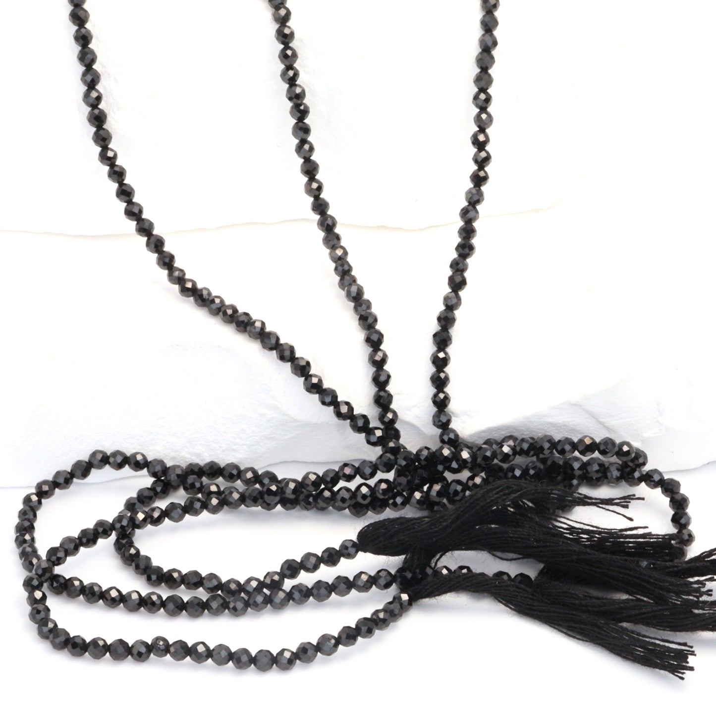 Black Spinel 2.5mm Faceted Rounds Bead Strand