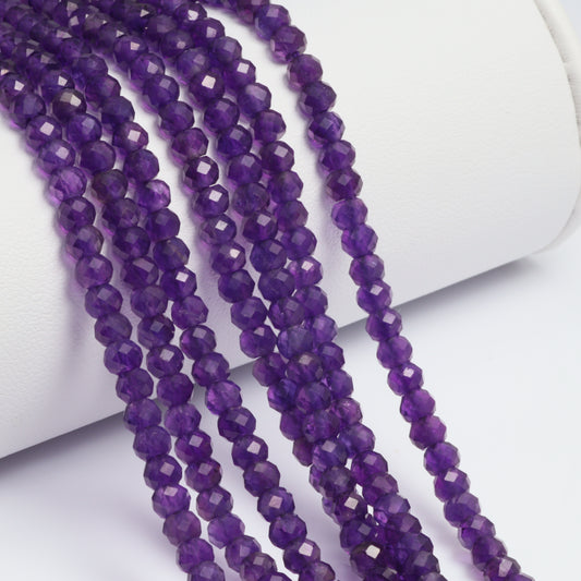 Amethyst 4mm Faceted Rondelles Bead Strand
