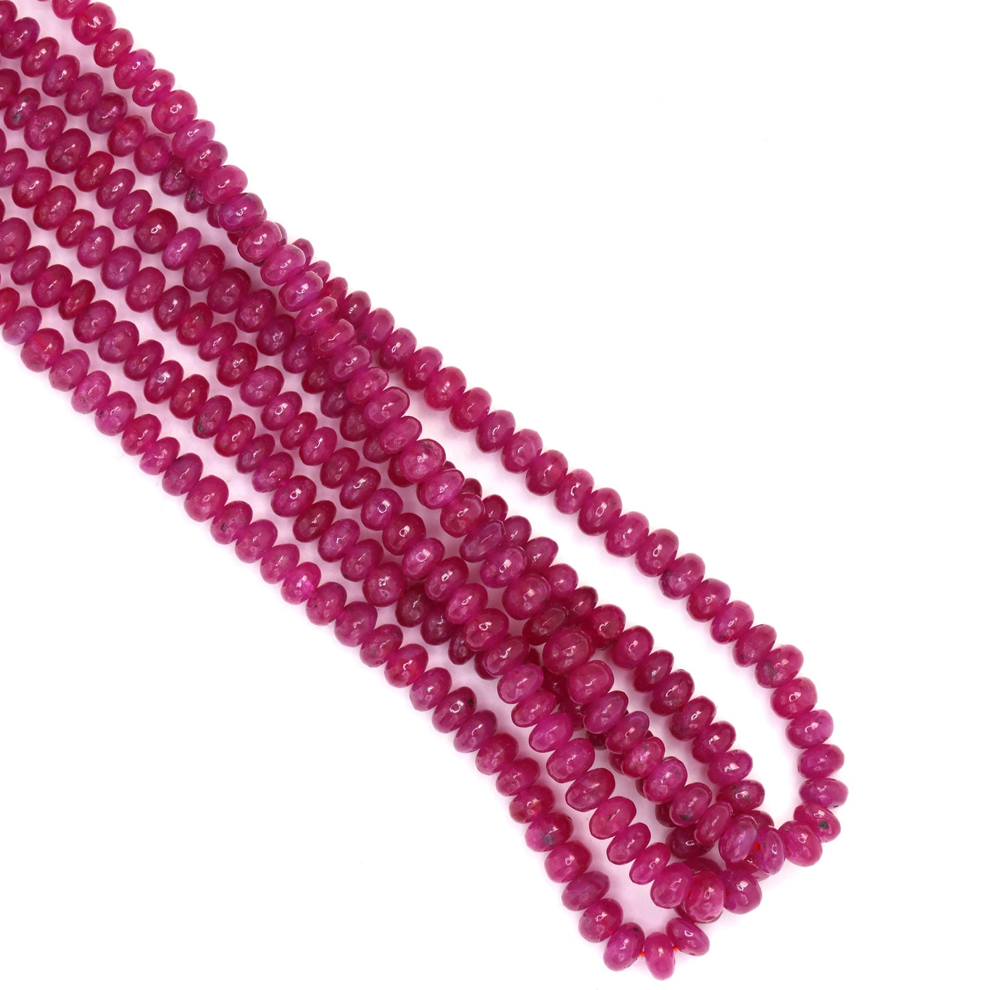 Pink Sapphire 3mm - 4mm Smooth Rondelles Bead Strand