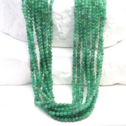 Sakoda Emerald 2mm Faceted Rounds Bead Strand