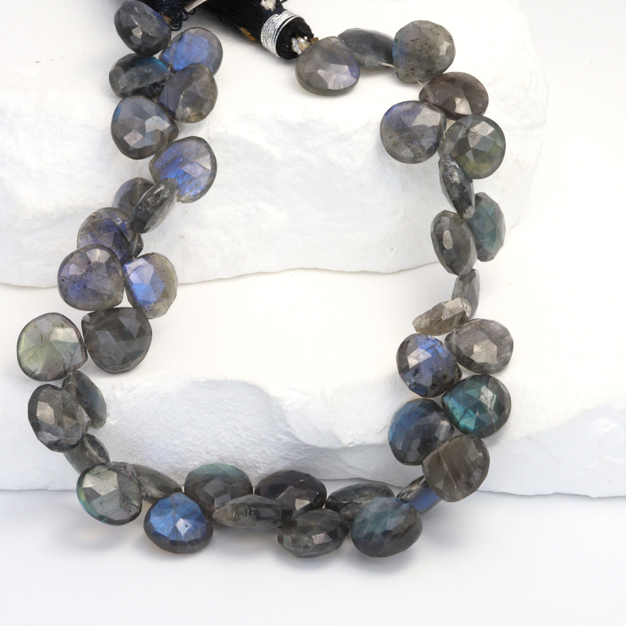 AA Dark Blue Labradorite 10mm Faceted Heart Shaped Briolettes