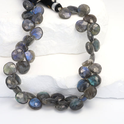 AA Dark Blue Labradorite 10mm Faceted Heart Shaped Briolettes