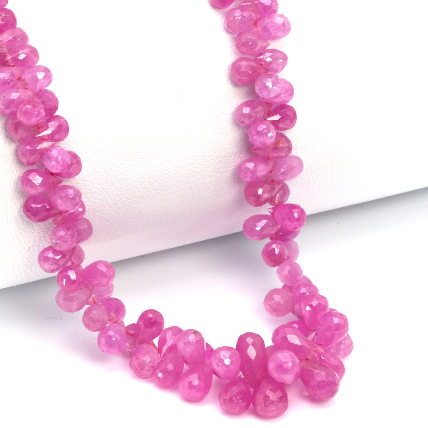 Pink Sapphire 5x3mm - 6x4mm Faceted Teardrop Briolettes Bead Strand