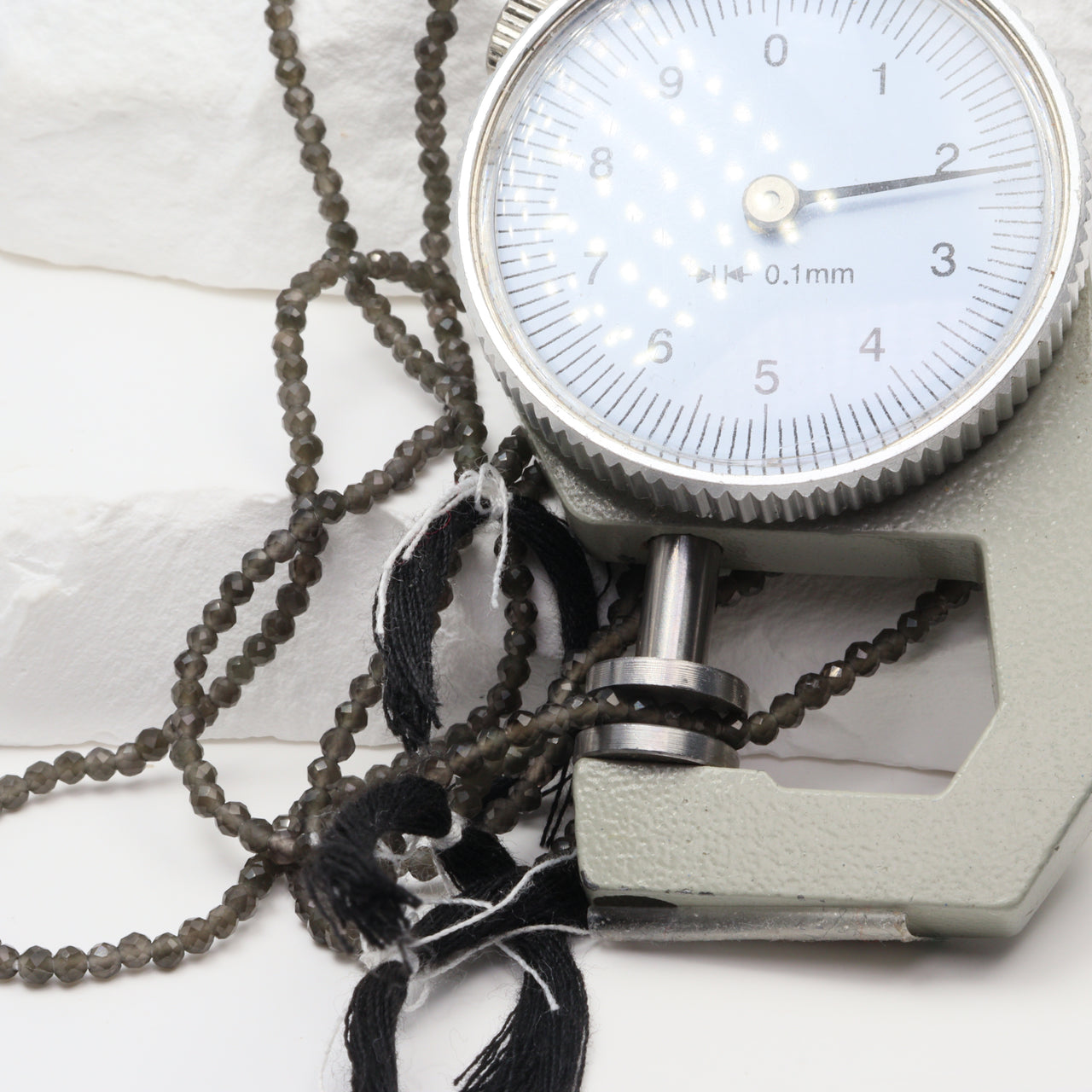 Black Obsidian 2mm Faceted Rounds Bead Strand