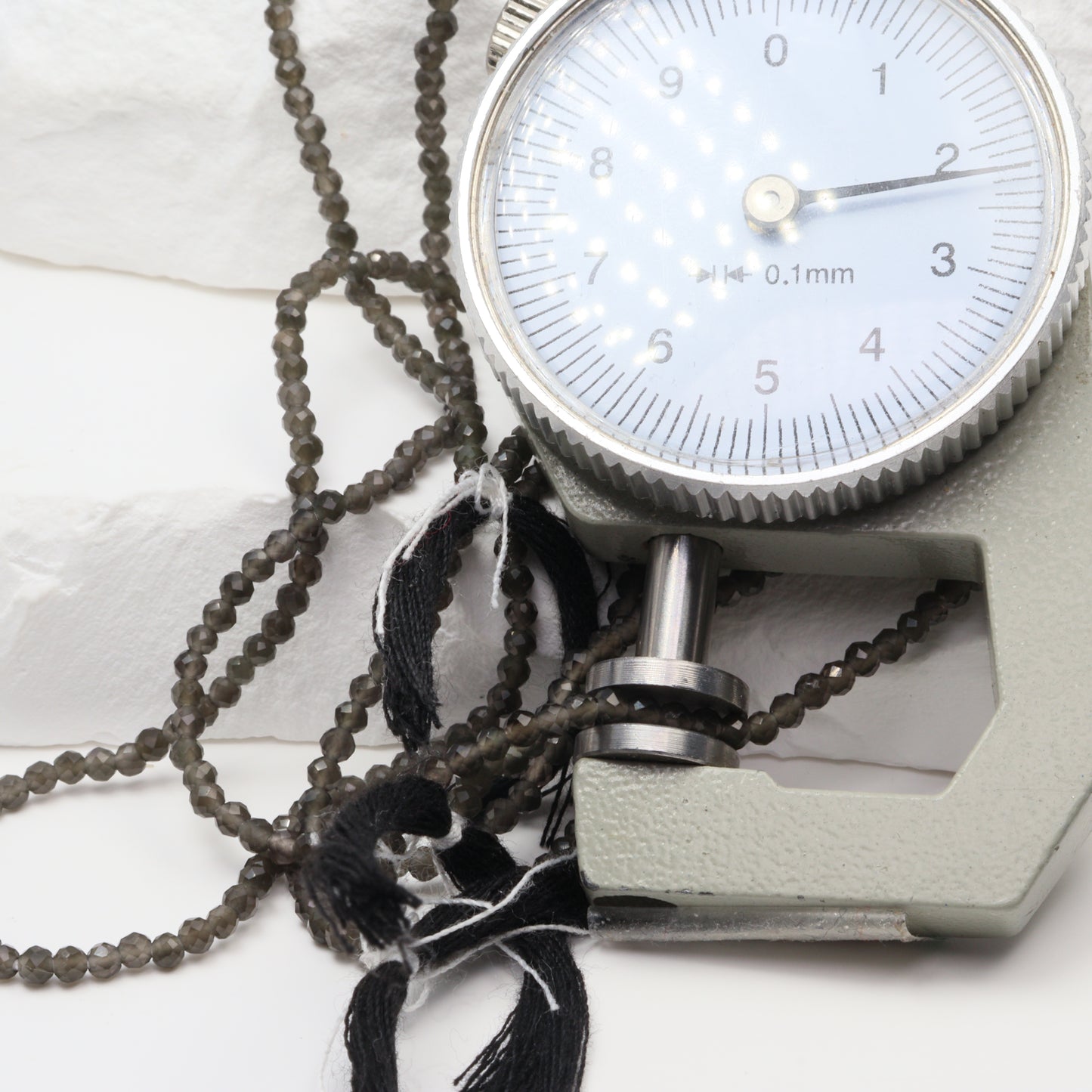 Black Obsidian 2mm Faceted Rounds Bead Strand