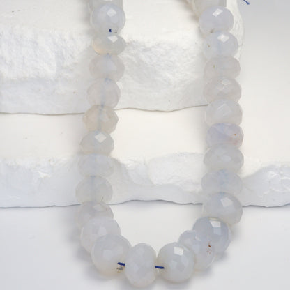Natural Blue Chalcedony 12mm Faceted Rondelles