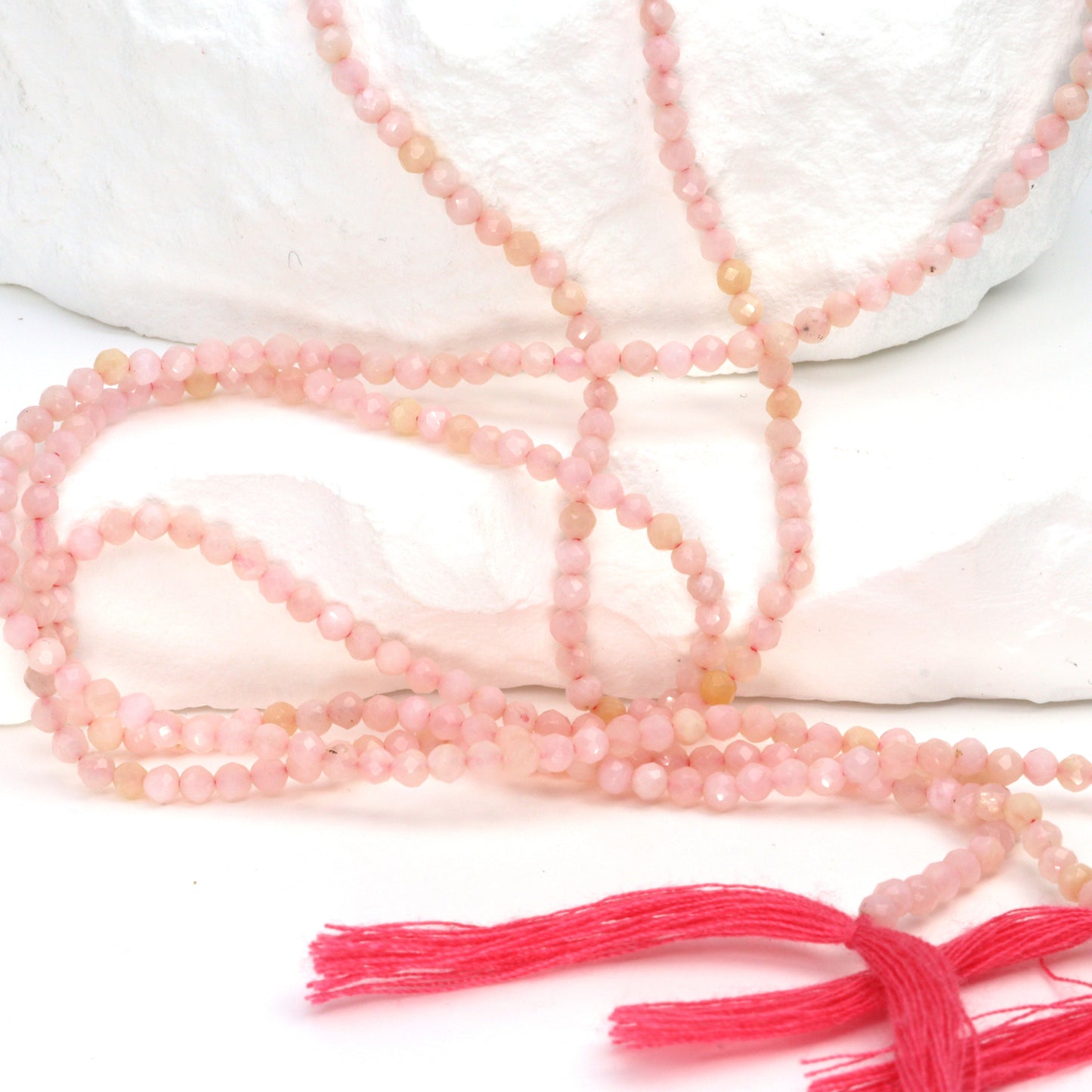 Pink Opal 2.5mm Faceted Rounds Bead Strand