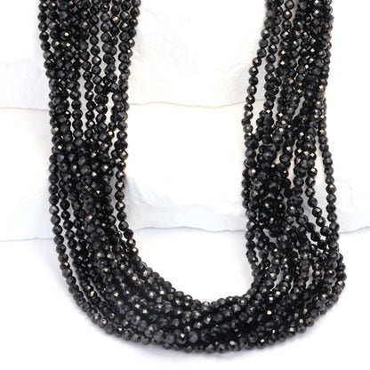 Black Spinel 2.5mm Faceted Rounds Bead Strand